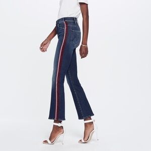 Mother The Hustler Here Kitty Kitty Glitter Racer Stripe Jeans